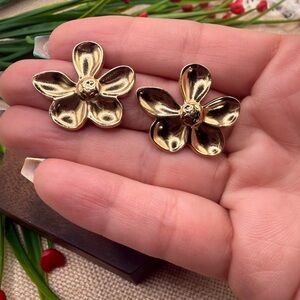 Fine jewelry 316L Gold Flower Earrings